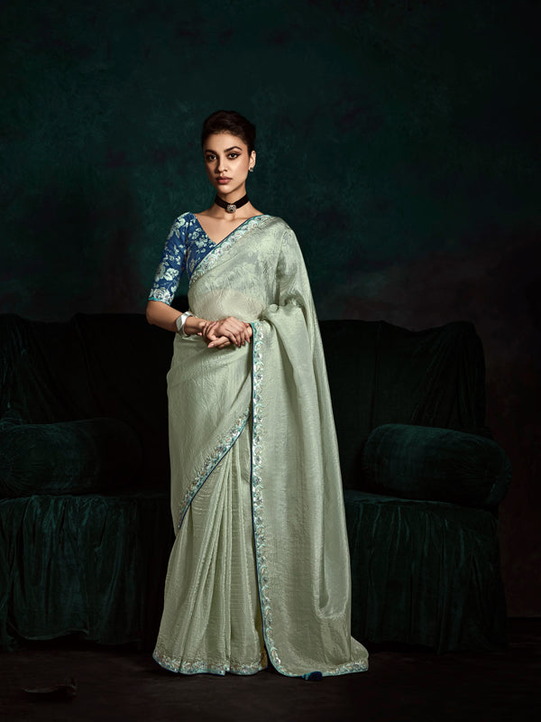 Norse Blue Designer Saree Kimora Rangat