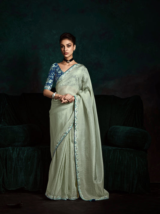 Norse Blue Designer Saree Kimora Rangat