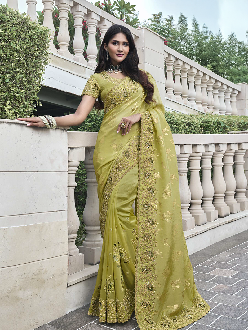 Parrot Green Saree Wedding Saga