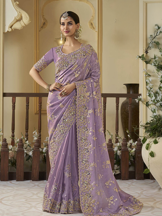 Purple Lavender Designer Saree Wedding Saga