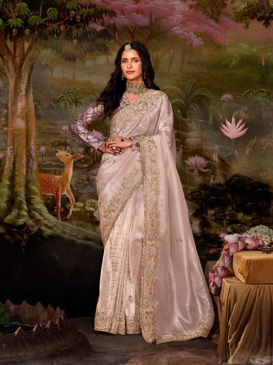 Peach Pink Designer Saree Kajal X Kimora