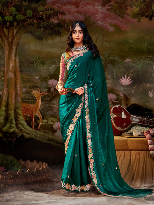 Emerald Green Designer Saree Kajal X Kimora