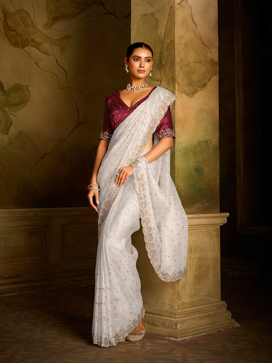 Saree White Designer Vaani