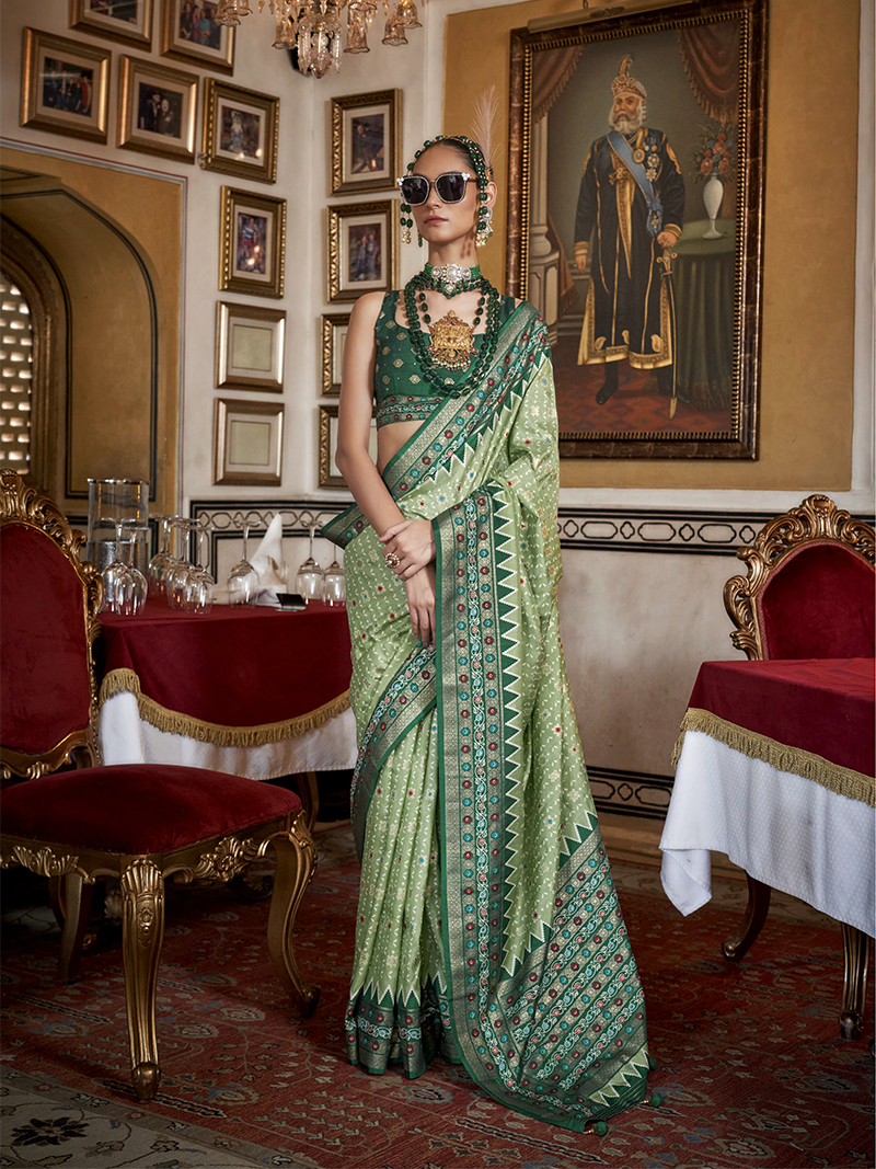 Light Green Designer Saree Puja Patoda
