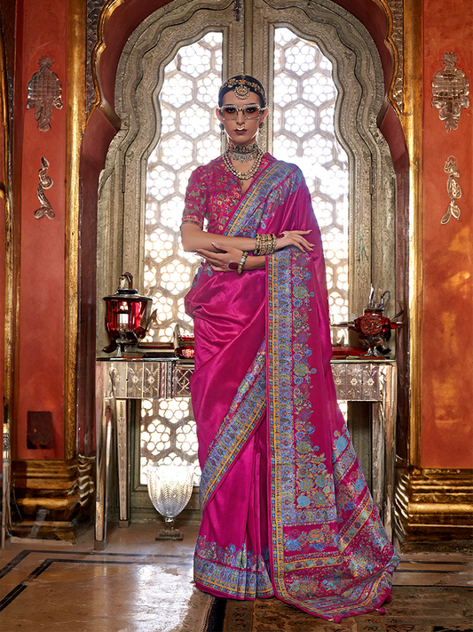 Pink Chinon Designer Saree Padmaja