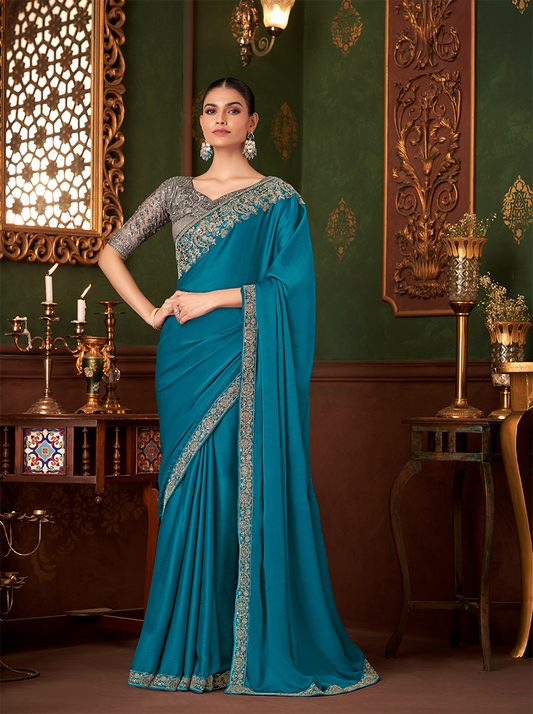 Blue Designer Saree Sandalwood