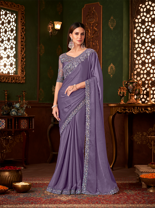 Gray Designer Saree Sandalwood