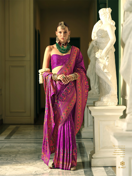 Saree Purple Designer Kashmir