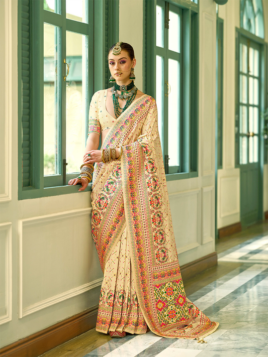 Beige Designer Saree Kashmir