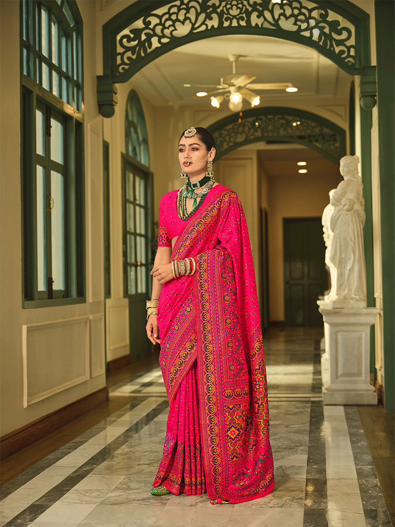 Dark Pink Designer Saree Kashmir