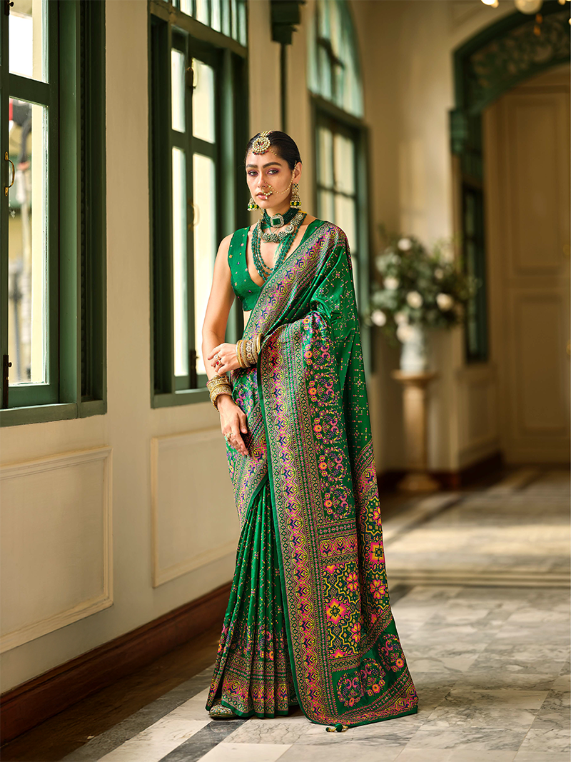 Dark Green Designer Saree Kashmir