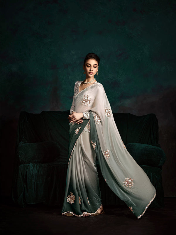 Lead Grey Designer Saree Kimora Rangat