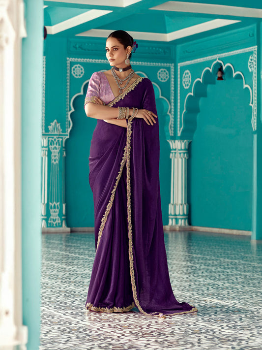Ebony Purple Designer Saree Kimora Amber