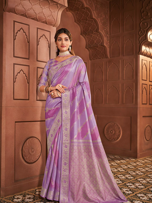 Lavender Purple Designer Saree Agora Silk