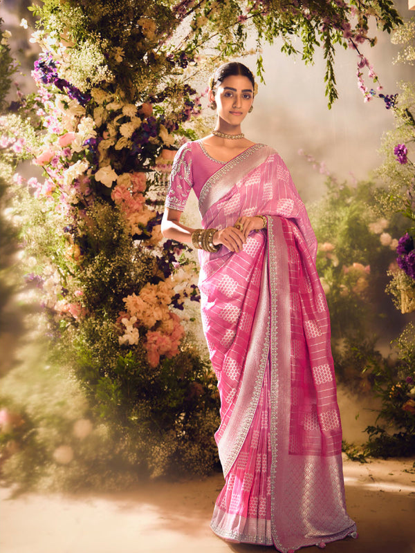 Pink Designer Saree Sindhuri Khwaish