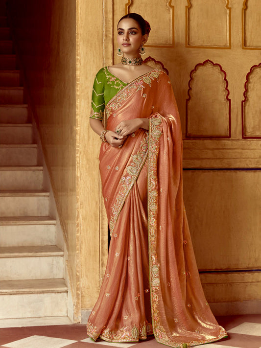 Pink Sequins Designer Saree Kimora Pankhudi