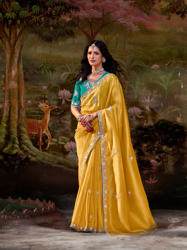 Golden Yellow Designer Saree Kajal X Kimora