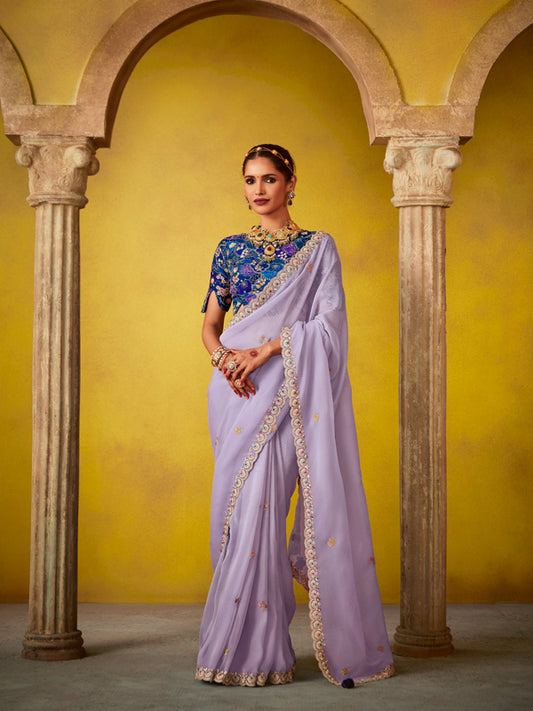 Lavender Designer Saree Kimora