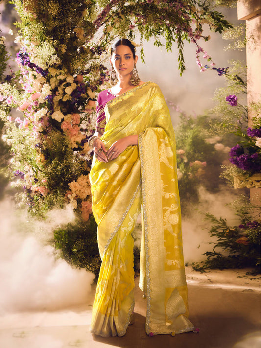 Golden Yellow Designer Saree Sindhuri Khwaish