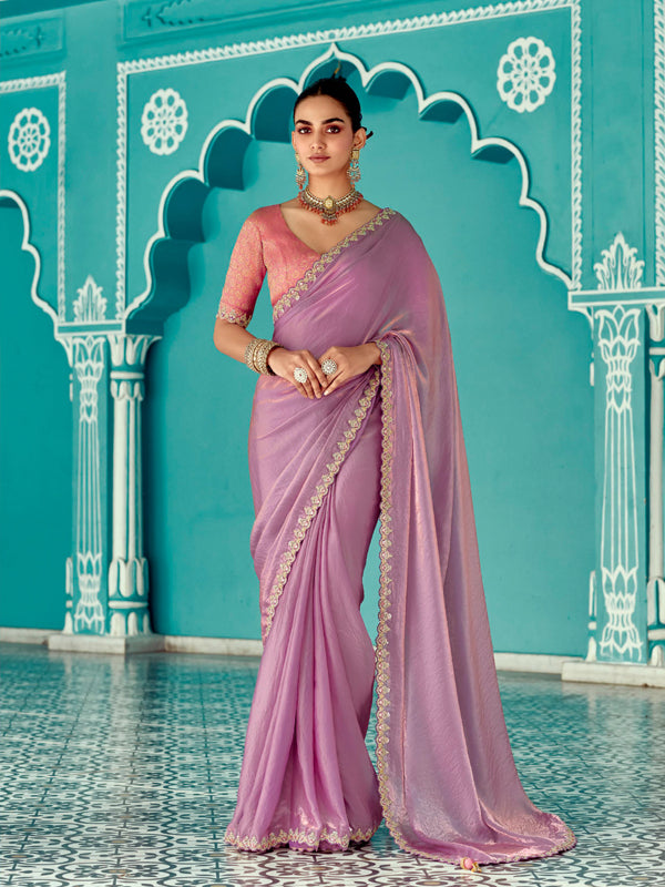 Mauve Purple Designer Saree Kimora Amber