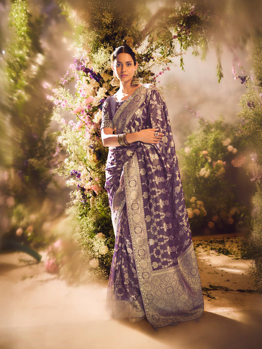 Bright Purple Designer Saree Sindhuri Khwaish