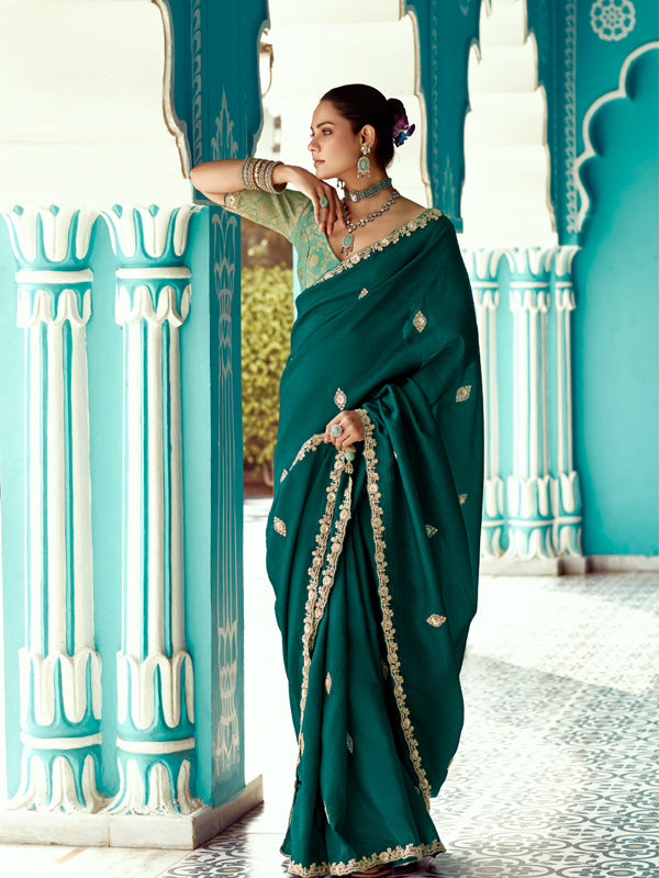 Teal Designer Saree Kimora Amber