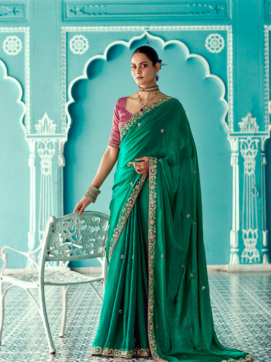 Forest Green Designer Saree Kimora Amber