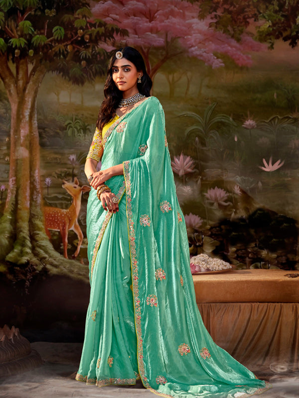 Lime Green Designer Saree Kajal X Kimora