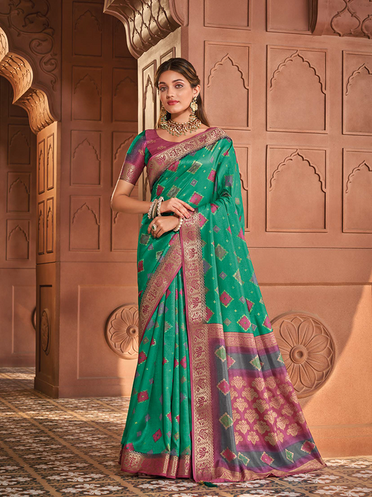 Persian Green Designer Saree Agora Silk