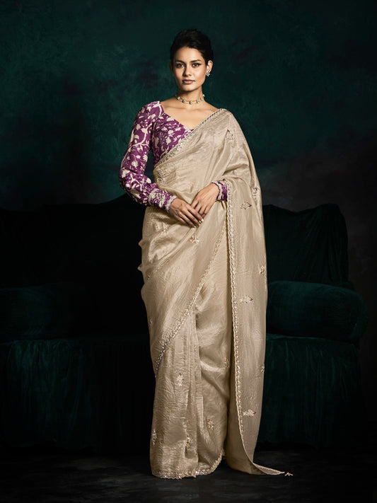 Golden Green Designer Saree Kimora Rangat