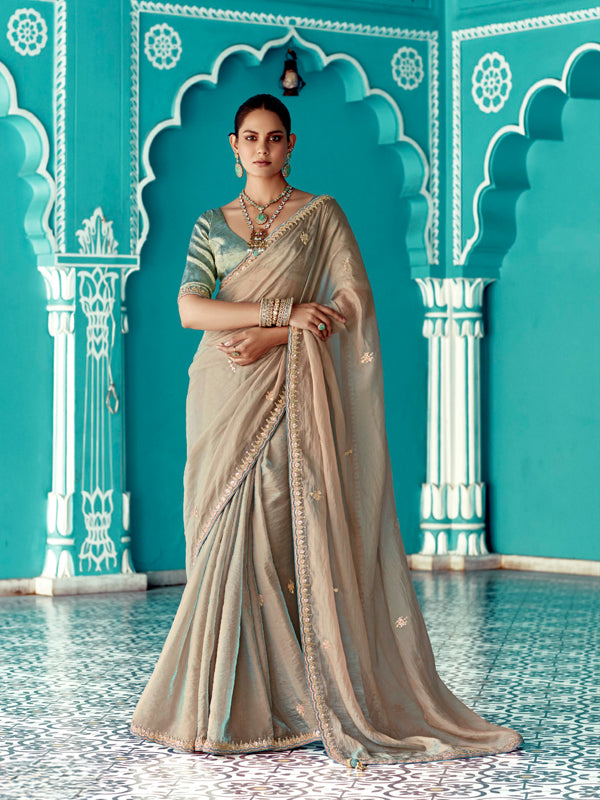 Beige Crush Designer Saree Kimora Amber
