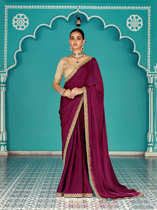 Maroon Designer Saree Kimora Amber
