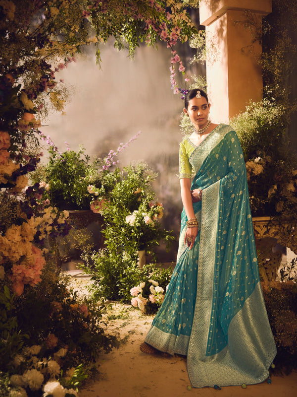 Teal Green Designer Saree Sindhuri Khwaish