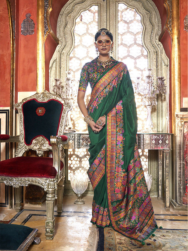 Dark Green Designer Saree Padmaja