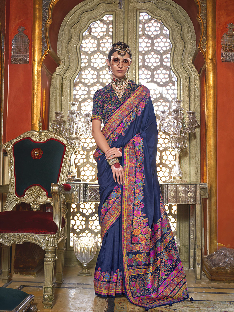 Navy Blue Designer Saree Padmaja