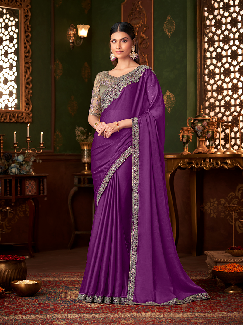 Purple Designer Saree Sandalwood