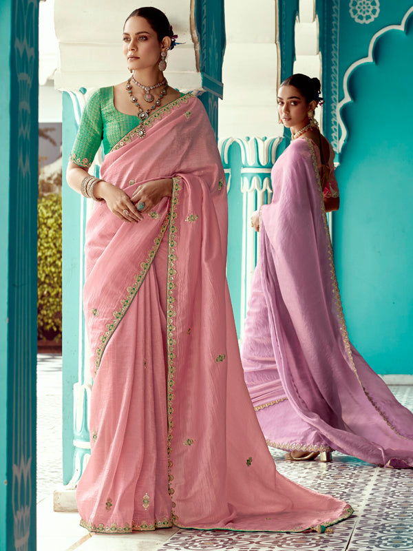 Rosy Pink Designer Saree Kimora Amber