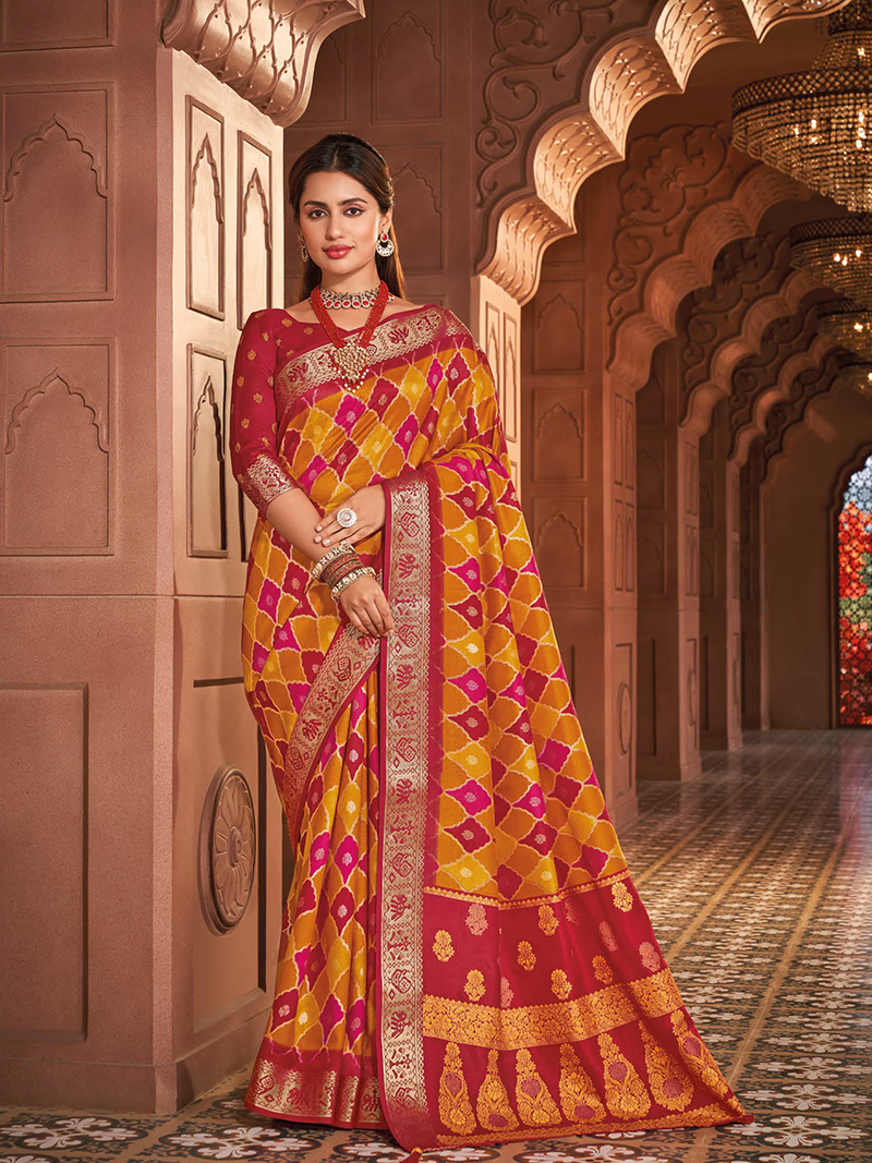 Yellow Designer Saree Agora Silk