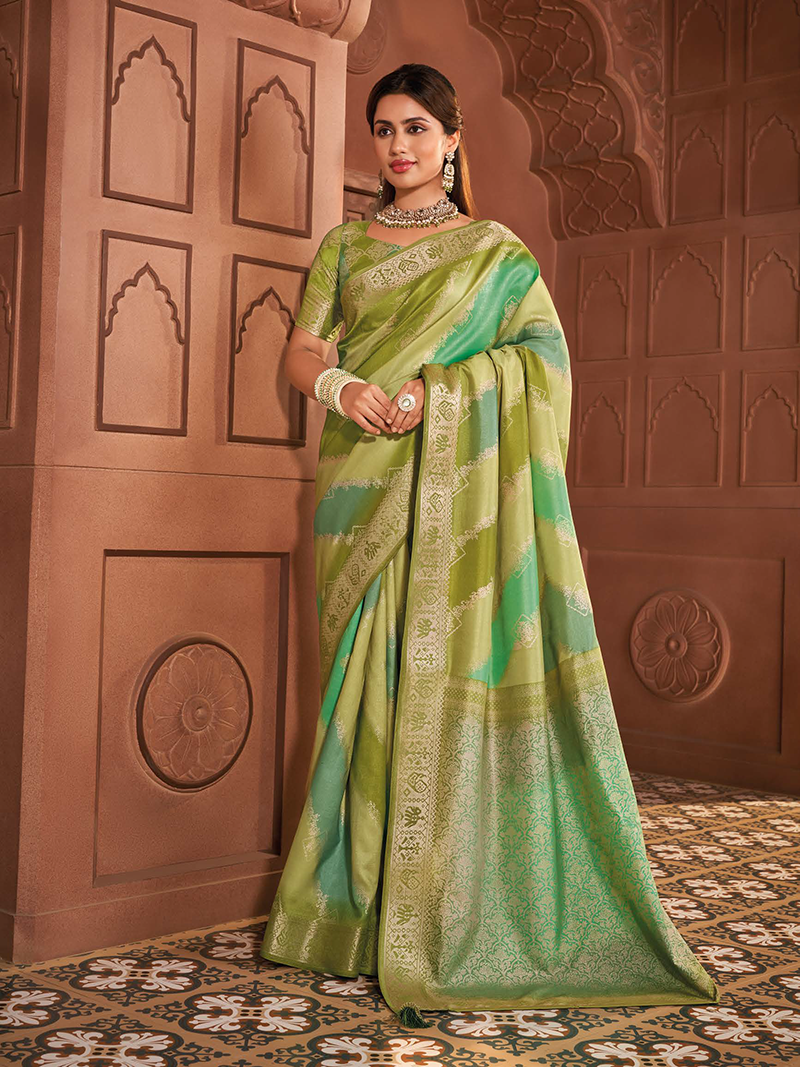 Green Designer Saree Agora Silk