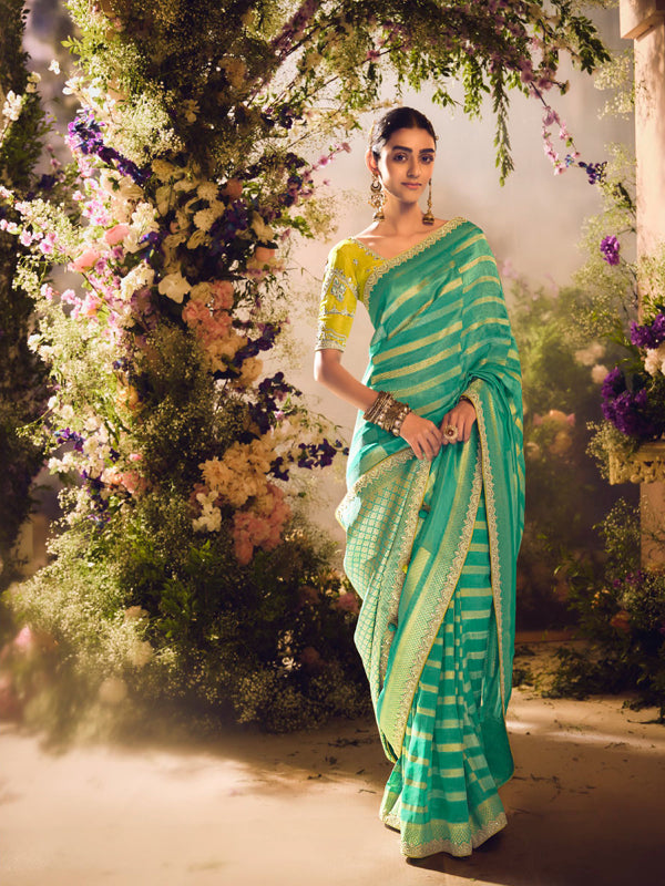 Sea Green Designer Saree Sindhuri Khwaish